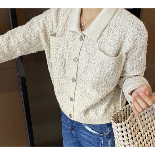 Elegant small fragrance short knitted cardigan